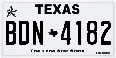 TX license plate BDN4182
