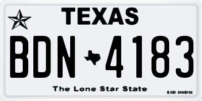 TX license plate BDN4183