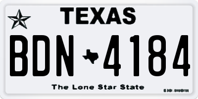 TX license plate BDN4184