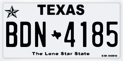 TX license plate BDN4185