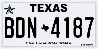 TX license plate BDN4187