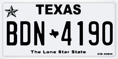 TX license plate BDN4190