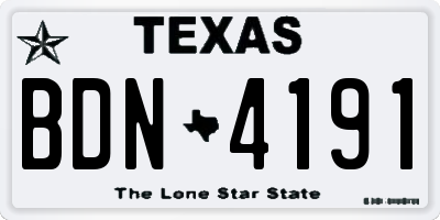 TX license plate BDN4191
