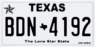 TX license plate BDN4192