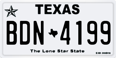 TX license plate BDN4199
