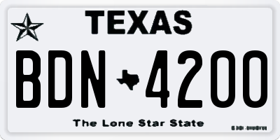 TX license plate BDN4200