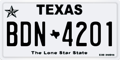 TX license plate BDN4201