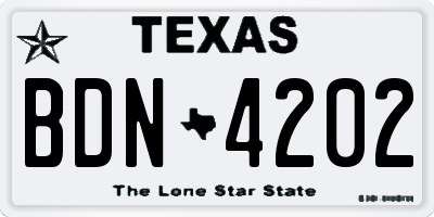 TX license plate BDN4202