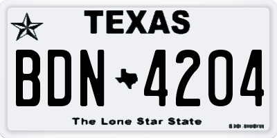 TX license plate BDN4204