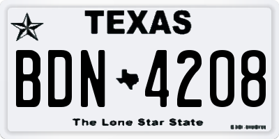 TX license plate BDN4208