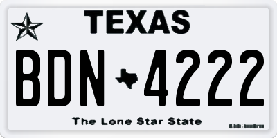 TX license plate BDN4222