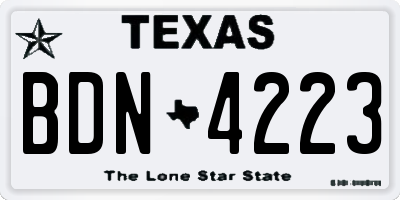 TX license plate BDN4223