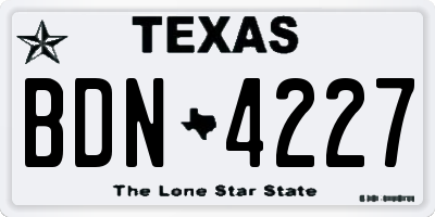 TX license plate BDN4227