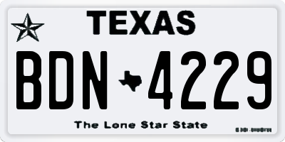 TX license plate BDN4229