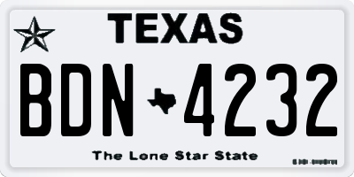 TX license plate BDN4232