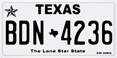 TX license plate BDN4236