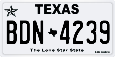 TX license plate BDN4239