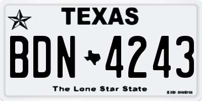 TX license plate BDN4243