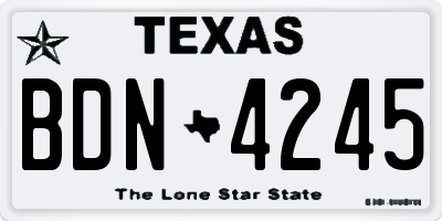 TX license plate BDN4245