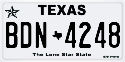 TX license plate BDN4248