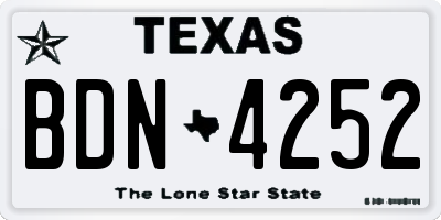 TX license plate BDN4252