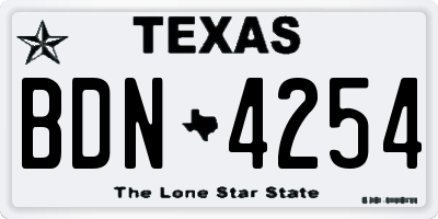 TX license plate BDN4254