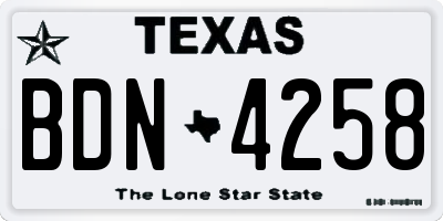 TX license plate BDN4258