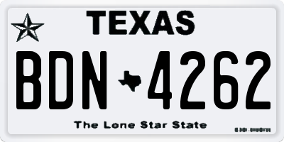 TX license plate BDN4262