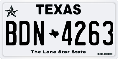 TX license plate BDN4263