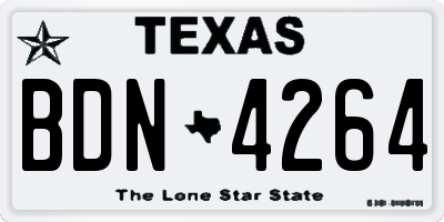 TX license plate BDN4264