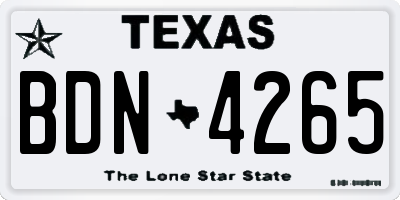 TX license plate BDN4265