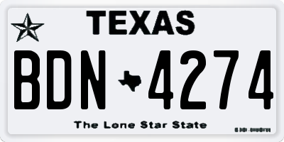 TX license plate BDN4274