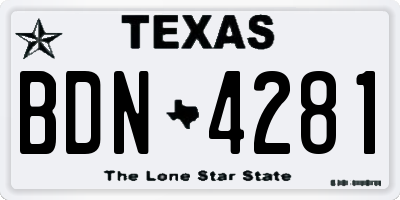 TX license plate BDN4281