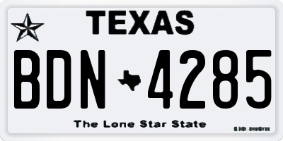 TX license plate BDN4285