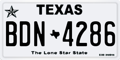 TX license plate BDN4286