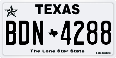 TX license plate BDN4288
