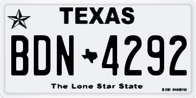 TX license plate BDN4292