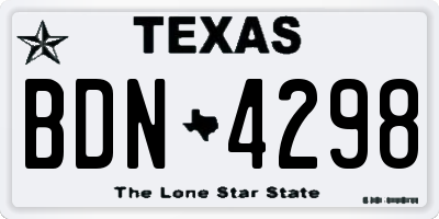TX license plate BDN4298