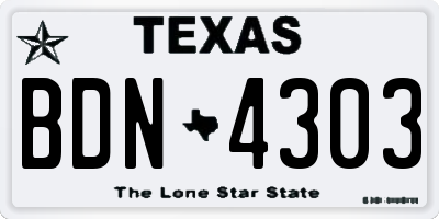 TX license plate BDN4303