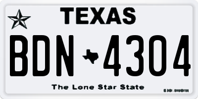 TX license plate BDN4304