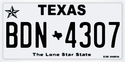 TX license plate BDN4307