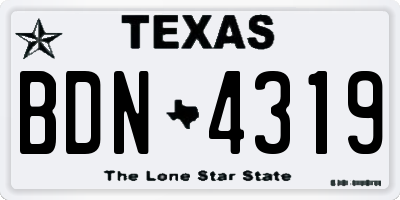 TX license plate BDN4319