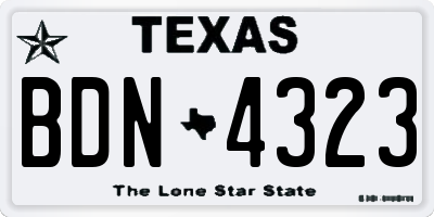 TX license plate BDN4323