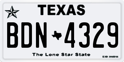 TX license plate BDN4329
