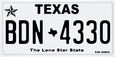 TX license plate BDN4330