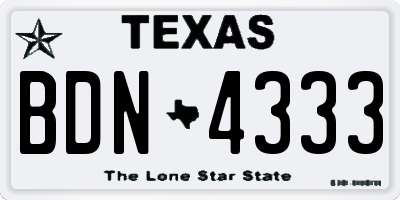 TX license plate BDN4333