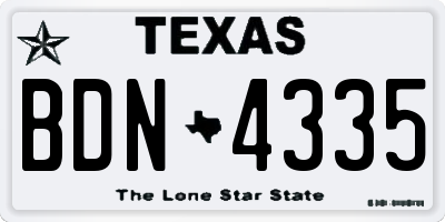 TX license plate BDN4335