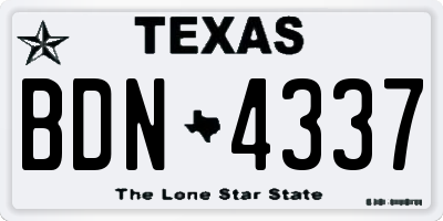 TX license plate BDN4337