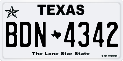 TX license plate BDN4342