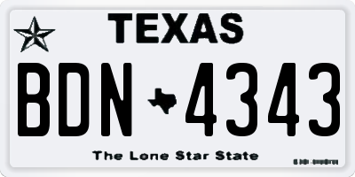 TX license plate BDN4343